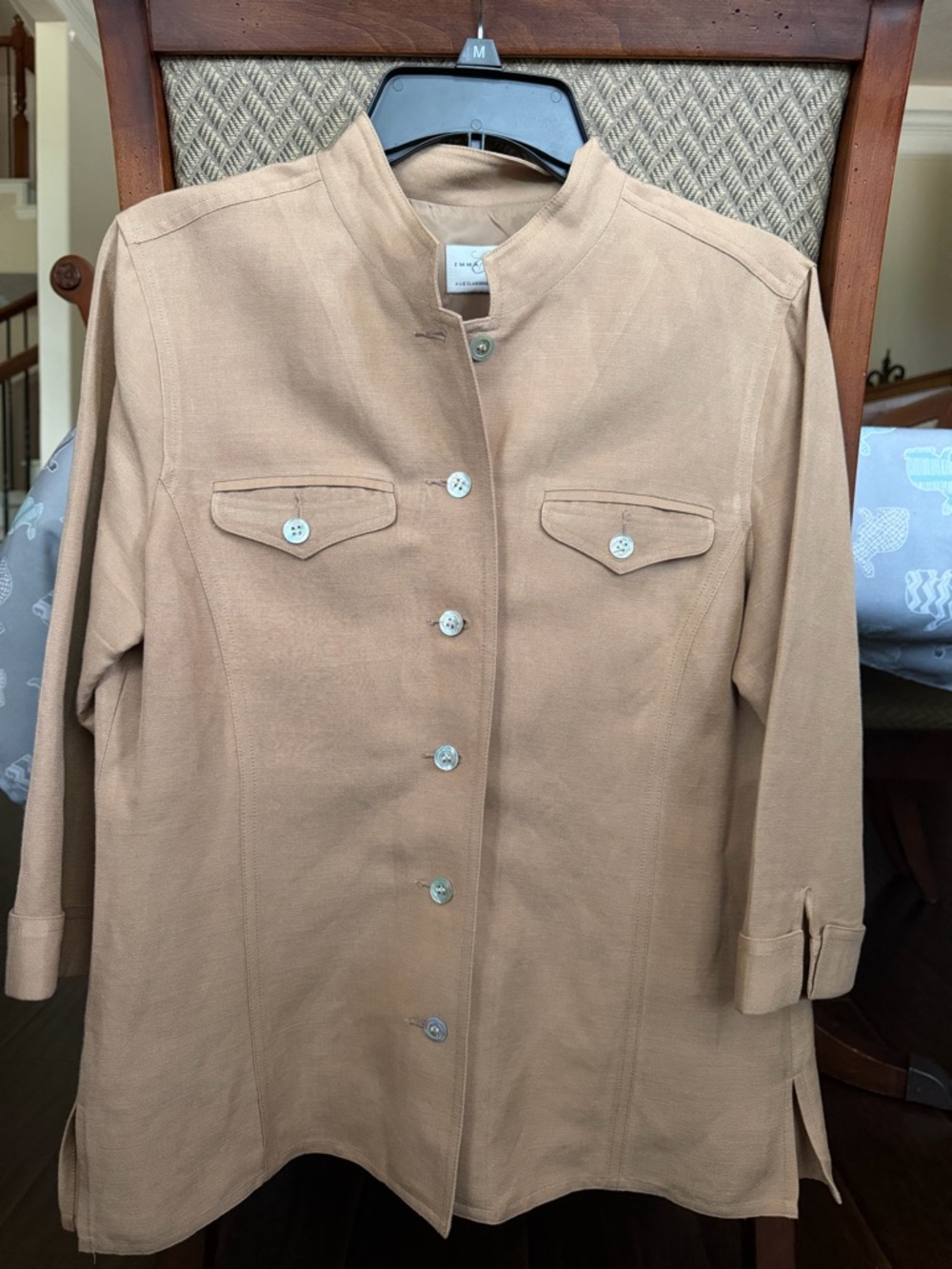 Emma James Tan Button-Front  Shirt Jacket